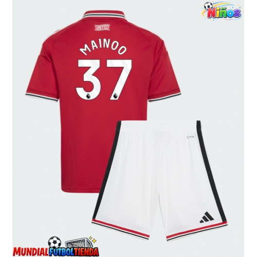 Camiseta Manchester United Kobbie Mainoo #37 Primera Equipación Replica 2026-27 para niños mangas cortas (+ Pantalones cortos)